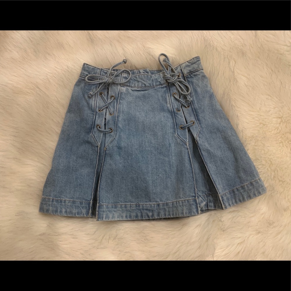 Free People Pleated Denim Skirt